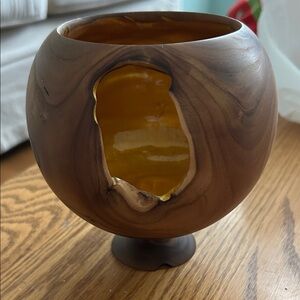 Wooden sculpture with Amber Resin Inlay handmade handcrafted